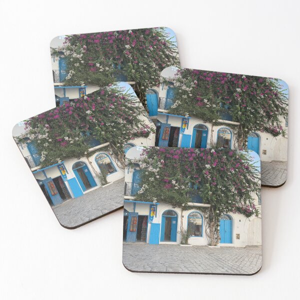 Item preview, Blue doors and bougainvillea—Houmt Souk at its finest.” “Djerba’s colors never disappoint. Tunisia  designed and sold by Zaitmiprints.