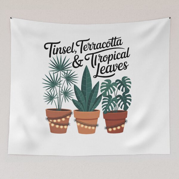 Item preview, Tinsel, Terracotta & Tropical Leaves – Plant Parent Christmas Shirt designed and sold by 123artistickay.