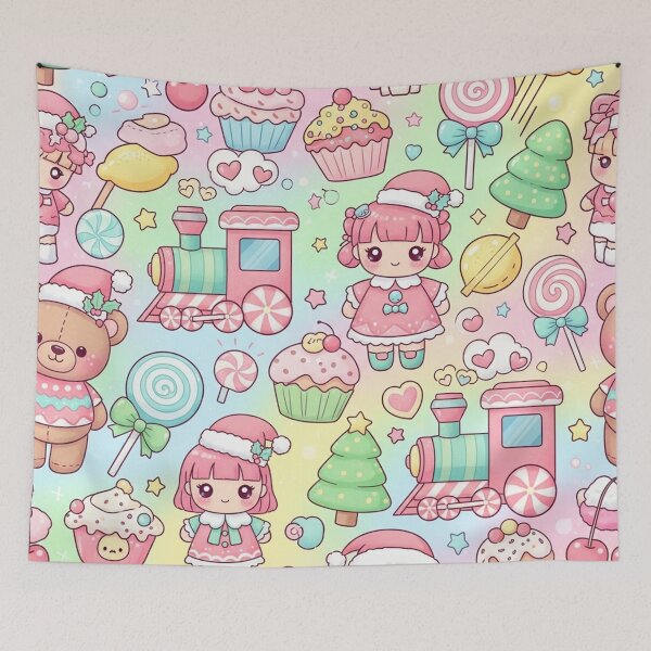 Item preview, Kawaii Christmas Candyland Pattern designed and sold by jumpercat.