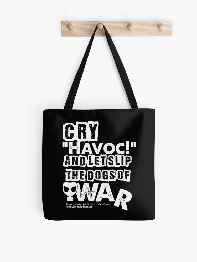 Thumbnail 1 of 2, Tote Bag, Cry Havoc! Julius Caesar Shakespeare Quote (Alt Version) designed and sold by Styled Vintage.
