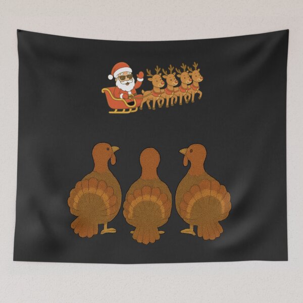 Item preview, Turkeys looking at Santa on his  sleigh Christmas designed and sold by JamesDunican.