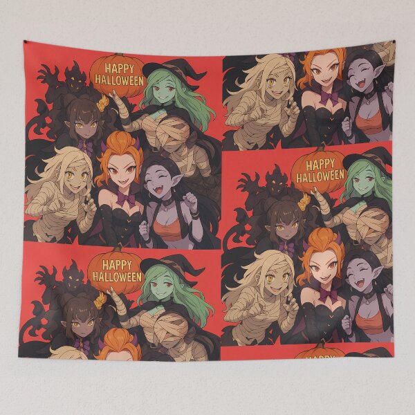 Item preview, Cute Monster Girl Squad – Happy Halloween Anime Art designed and sold by Skolyak.