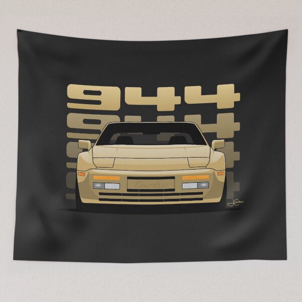 Item preview, Front View Porsche 944 Turbo Gold Illustration designed and sold by blackdogshop.