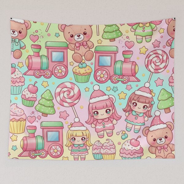 Item preview, Cute Kawaii Christmas Candyland Pattern designed and sold by jumpercat.
