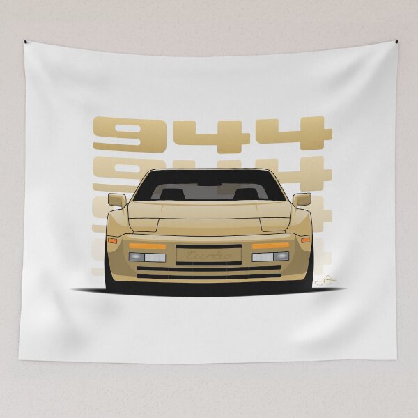 Item preview, Front View Porsche 944 Turbo Gold Illustration designed and sold by blackdogshop.