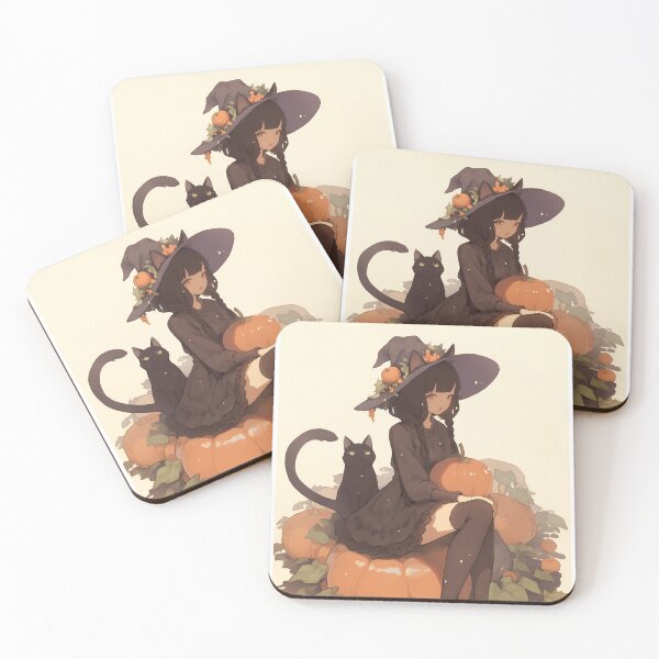 Item preview, Autumn Witch & Black Cat – Cozy Pumpkin Patch Illustration designed and sold by Skolyak.