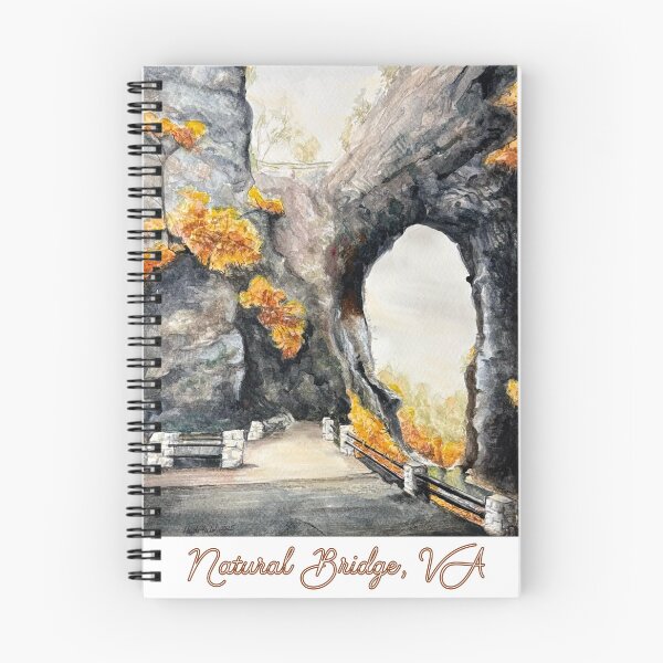 Item preview, Natural Bridge Virginia Autumn Trail Watercolor Landscape Painting designed and sold by HeidiArtist.