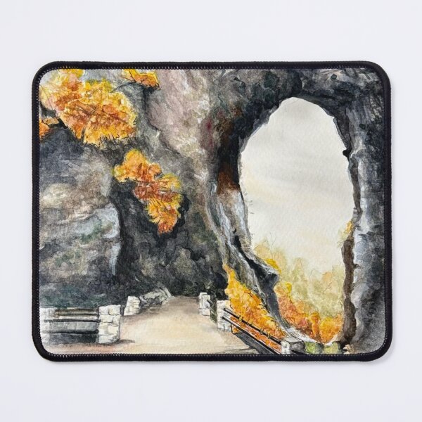 Item preview, Natural Bridge Virginia Autumn Trail Watercolor Landscape Painting designed and sold by HeidiArtist.