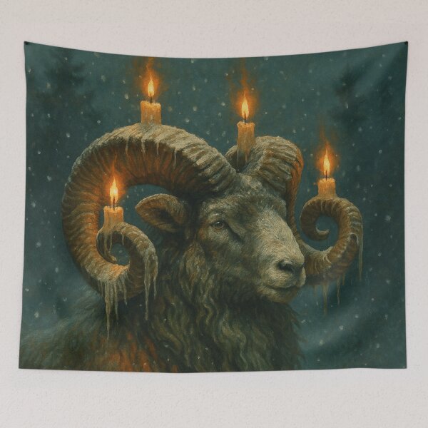 Item preview, The Ram of Yule – Nordic Winter Art Nouveau Print designed and sold by MaBakerArt.
