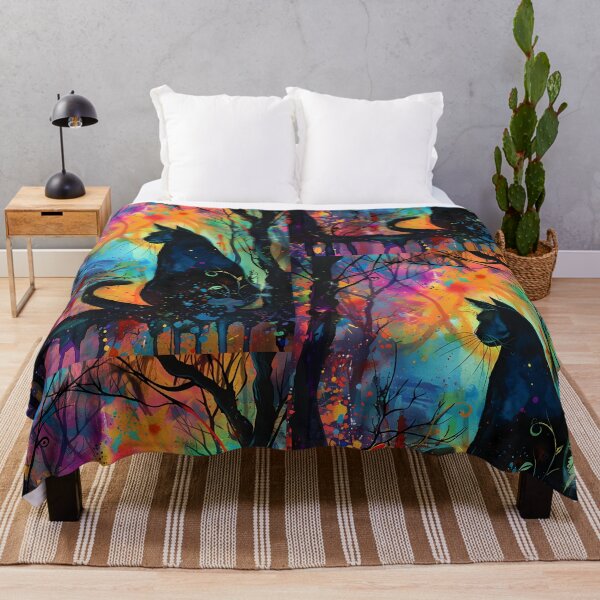 Item preview, Neon Forest Cat – Vibrant Abstract Feline Silhouette Art designed and sold by Skolyak.