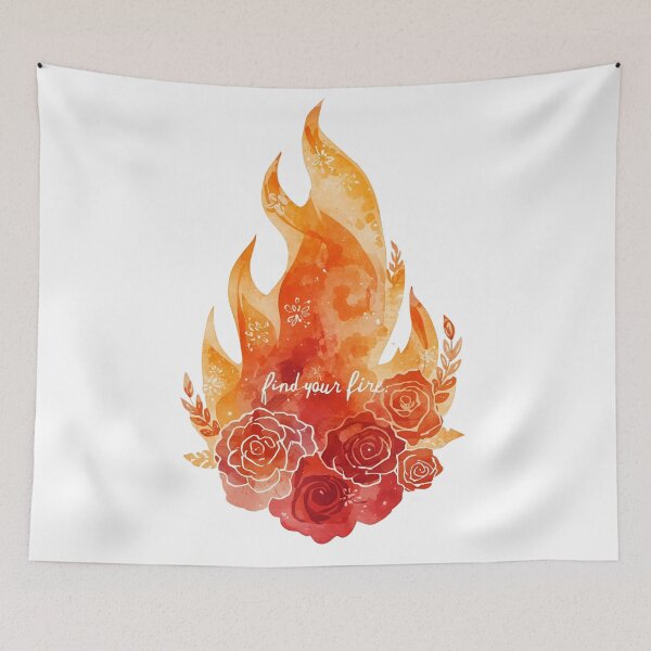 Item preview, Find Your Fire Sticker, Floral Flame Aesthetic, Motivational Quote Design designed and sold by Moodune.