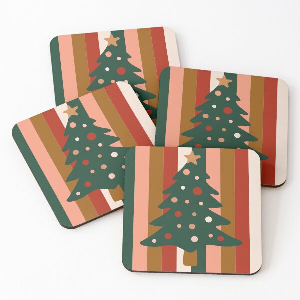 Item preview, Retro Striped Christmas Tree in Boho Vintage Colors Pattern  designed and sold by Aesthetic Crew.