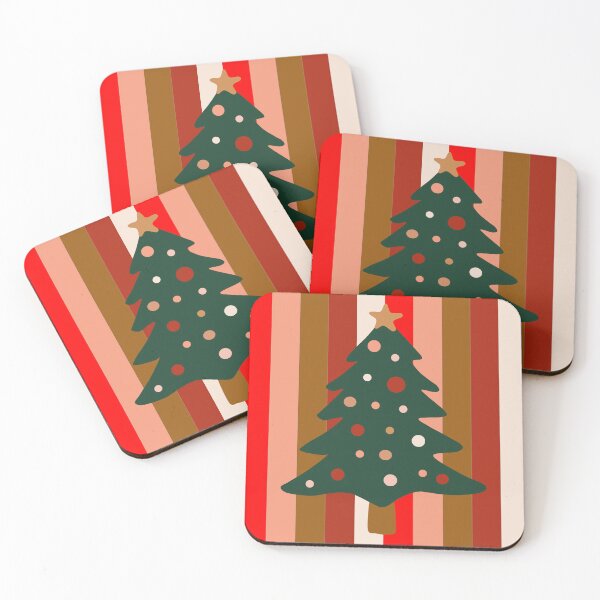 Item preview, Vintage Christmas Tree with Stripes in Red and Brown Tones Pattern  designed and sold by Aesthetic Crew.