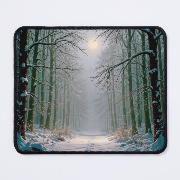 Item preview, Footprints In a Snowy Forest Path Illuminated By the Moon designed and sold by Maria Dryfhout.