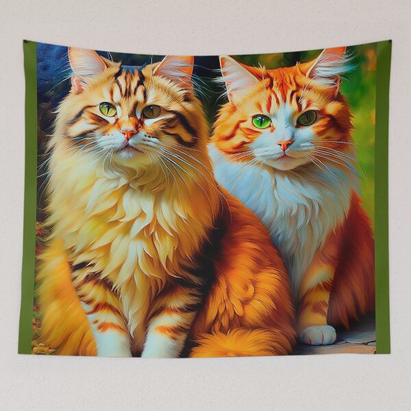 Item preview, Two Cats In Oil Painting Style designed and sold by LanaGustavsson.