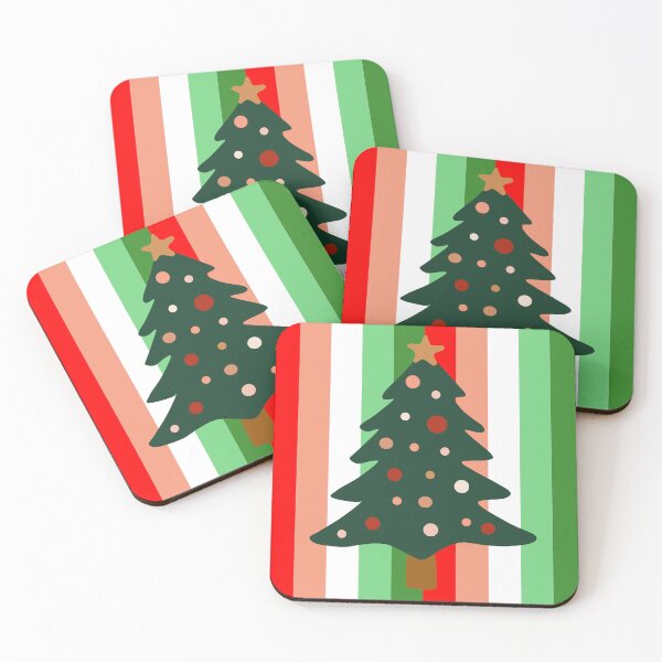 Item preview, Classic Christmas Tree with Stripes in Red Green and White Pattern  designed and sold by Aesthetic Crew.