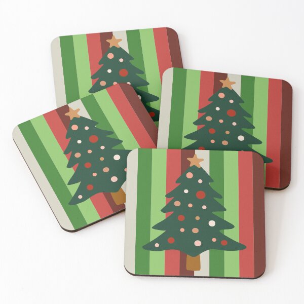 Item preview, Vintage Christmas Tree Design with Deep Red and Green Stripes Pattern  designed and sold by Aesthetic Crew.