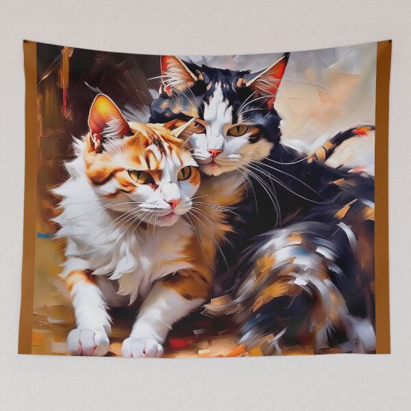 Item preview, Two Cats In Oil Painting Style designed and sold by LanaGustavsson.
