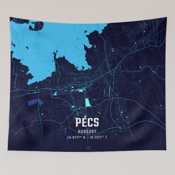 Item preview, Pécs Midnight City Map designed and sold by HomeLivingCo.