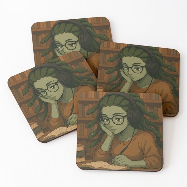 Item preview, Nerdy Medusa – Cozy Mythology-Inspired Bookworm Artwork designed and sold by P.Squared.
