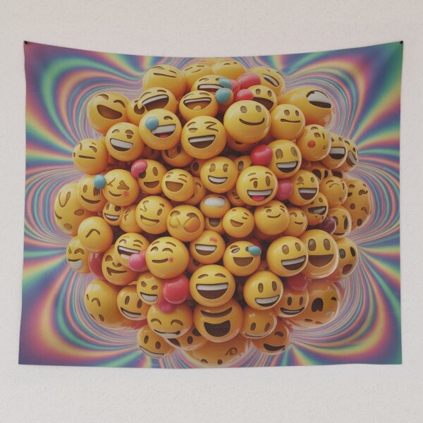 Item preview, Neon Smiley Mandala – Hypercolor Trippy Emoji Pattern designed and sold by PsyHOUSEdelic.