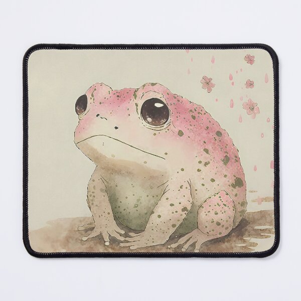Item preview, Pink Sad Frog Matsumoto Hoji-Inspired, Feminine Twist, Japanese Poster, Printable Wall Art, digital print, grumpy ugly cute toad designed and sold by EmeraldeaArt.
