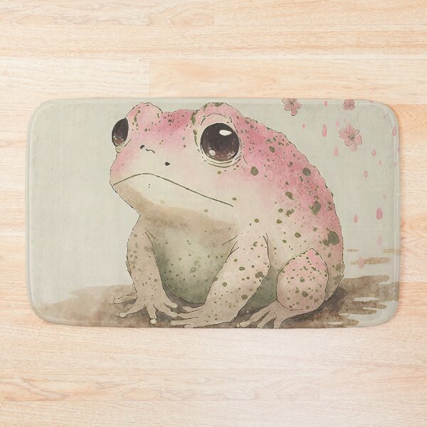 Item preview, Pink Sad Frog Matsumoto Hoji-Inspired, Feminine Twist, Japanese Poster, Printable Wall Art, digital print, grumpy ugly cute toad designed and sold by EmeraldeaArt.
