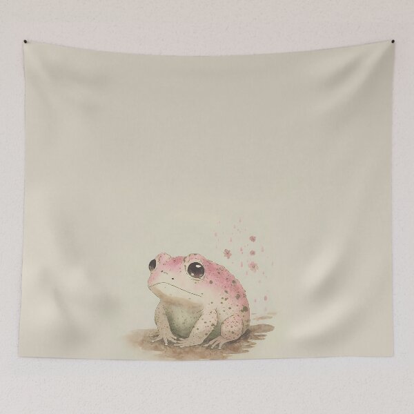 Item preview, Pink Sad Frog Matsumoto Hoji-Inspired, Feminine Twist, Japanese Poster, Printable Wall Art, digital print, grumpy ugly cute toad designed and sold by EmeraldeaArt.
