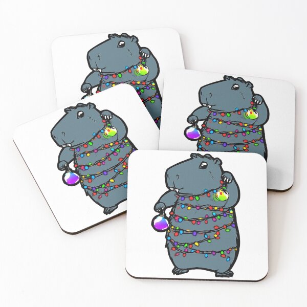 Item preview, Cute Cartoon Capybara in Christmas Lights – Sticker Design designed and sold by kanjxtan.