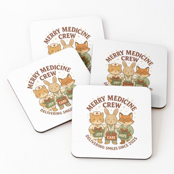 Item preview, Merry Medicine Crew Christmas – Cute Cat Bunny Fox Healthcare Team Gift designed and sold by ClinicalHubs.