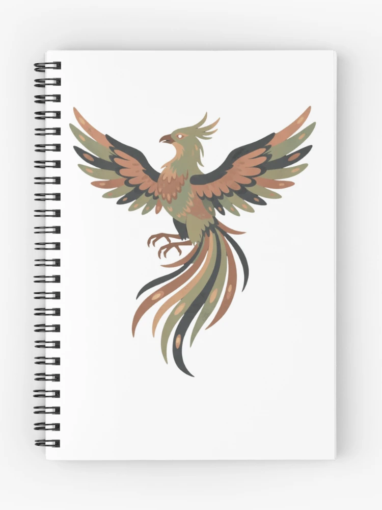 Thumbnail 1 of 3, Journal, Earthy Rising Phoenix Mythical Illustration designed and sold by RiseResilient.