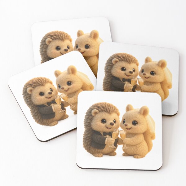 Item preview, Hedgehog & Squirrel Couple Toasting designed and sold by Moons Studio.