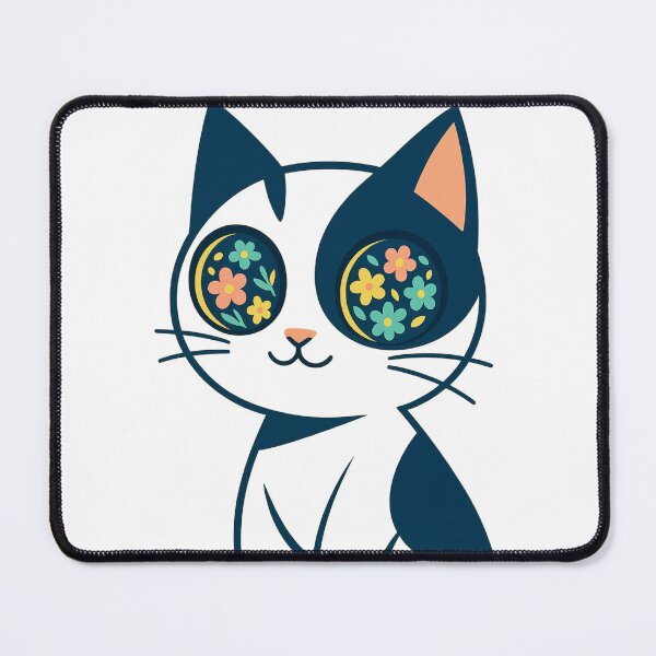 Item preview, Whimsical Data Cat with Floral Eyes designed and sold by Mindful56.