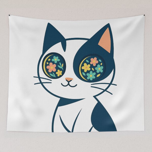Item preview, Whimsical Data Cat with Floral Eyes designed and sold by Mindful56.