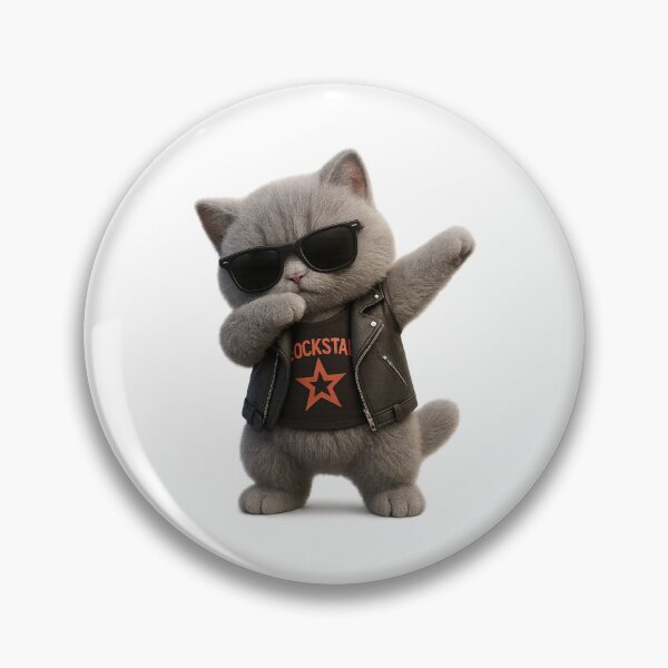 Item preview, Cute Rockstar Cat Dabbing - Funny Cool Grey British Shorthair Cat Design designed and sold by Moons Studio.