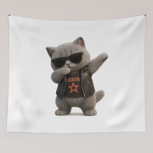 Item preview, Cute Rockstar Cat Dabbing - Funny Cool Grey British Shorthair Cat Design designed and sold by Moons Studio.