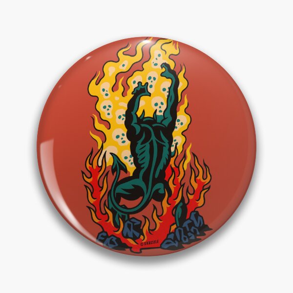 Item preview, Retro creature rising through fire and skull-smoke sticker designed and sold by Skuzzle.
