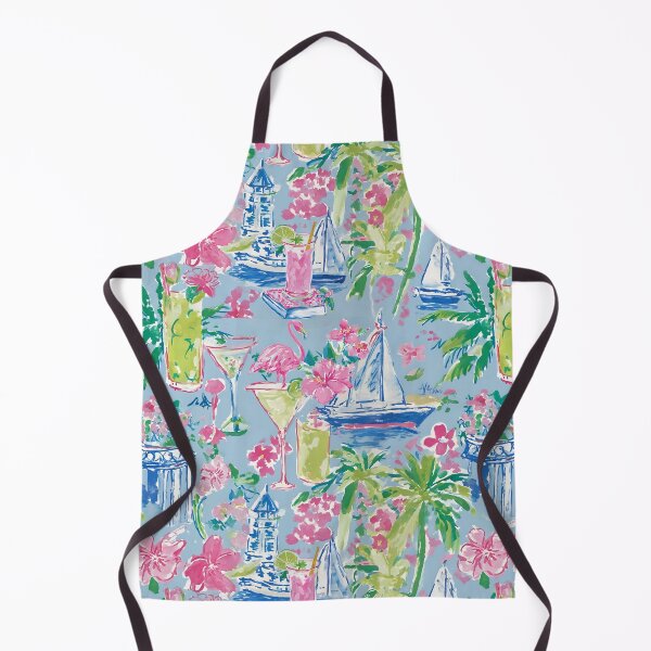 Item preview, Preppy Palm Beach toile with flamingo, cocktail drinks, yachts, umbrellas designed and sold by SophieClimaArt.