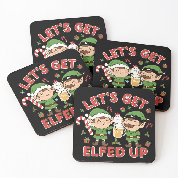 Item preview, Two Elves Enjoying Festive Eggnog and Candy Canes designed and sold by Silent Watch Threads..