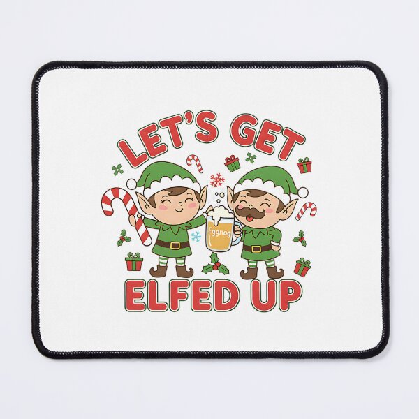 Item preview, Two Elves Enjoying Festive Eggnog and Candy Canes designed and sold by Silent Watch Threads..