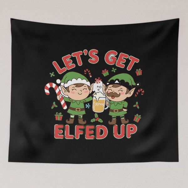Item preview, Two Elves Enjoying Festive Eggnog and Candy Canes designed and sold by Silent Watch Threads..