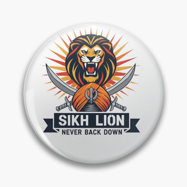 Item preview, Sikh Lion Warrior Emblem – Khalsa Pride Turban & Swords Illustration designed and sold by SinghMerchUniverse.