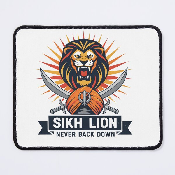 Item preview, Sikh Lion Warrior Emblem – Khalsa Pride Turban & Swords Illustration designed and sold by SinghMerchUniverse.