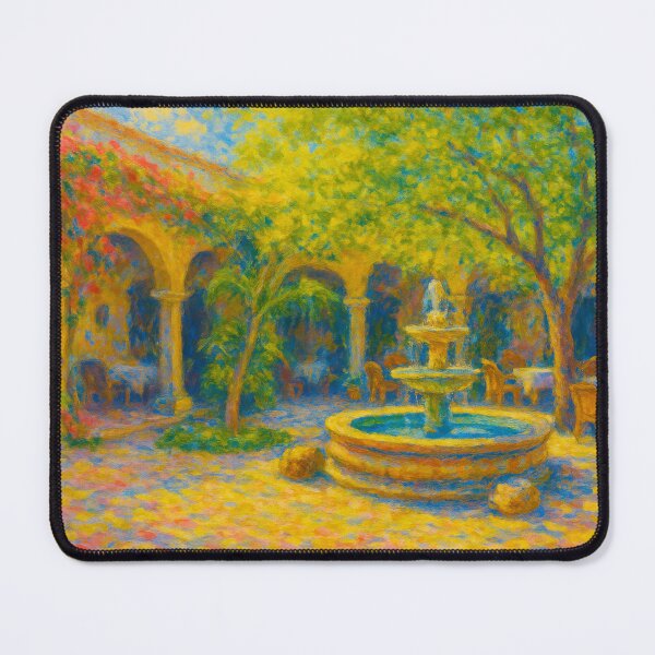Item preview, Sunny Courtyard at Villa Hermosa – Impressionist Garden Fountain designed and sold by kornkobart.