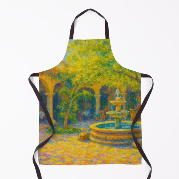 Item preview, Sunny Courtyard at Villa Hermosa – Impressionist Garden Fountain designed and sold by kornkobart.