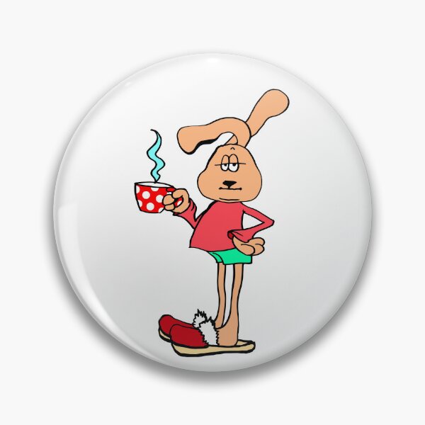 Item preview, Funny Sleepy Bunny With Morning Coffee – Cute Cartoon Mascot Illustration designed and sold by InFrameVision.