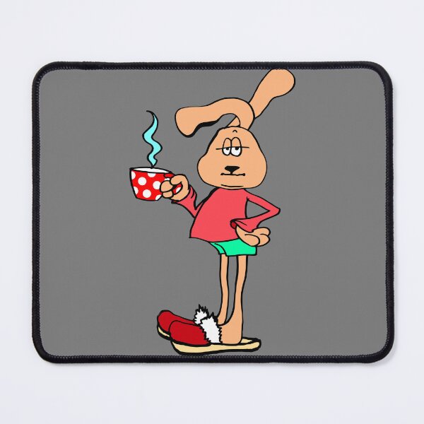 Item preview, Funny Sleepy Bunny With Morning Coffee – Cute Cartoon Mascot Illustration designed and sold by InFrameVision.