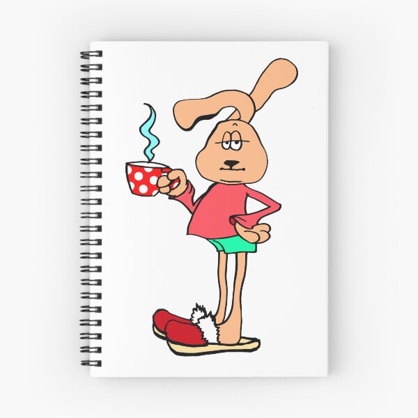 Item preview, Funny Sleepy Bunny With Morning Coffee – Cute Cartoon Mascot Illustration designed and sold by InFrameVision.