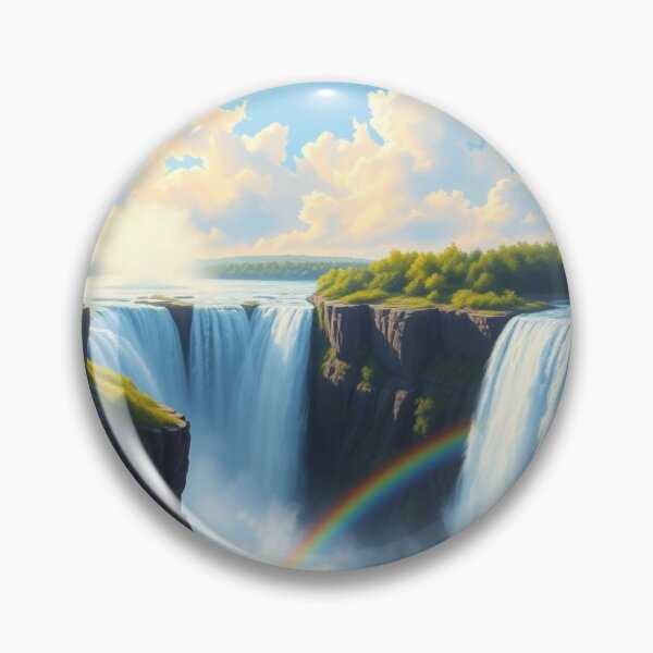 Item preview, Stunning Rainbow Waterfall Landscape Digital Art - Vibrant Nature Wall Print designed and sold by EllDAV777.