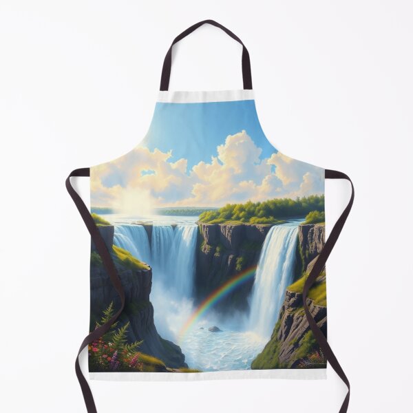 Item preview, Stunning Rainbow Waterfall Landscape Digital Art - Vibrant Nature Wall Print designed and sold by EllDAV777.
